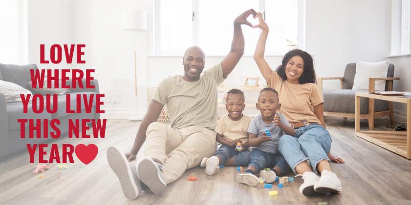 Family on Sitting on Wood Floor